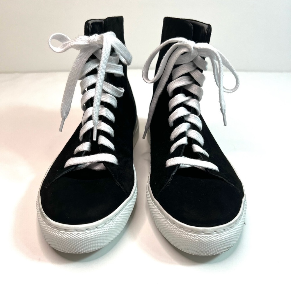 Tamara Mellon THC High Top Black Suede Lace Up Sneakers Size EU 36.5 - US 6.5 - Picture 4 of 14